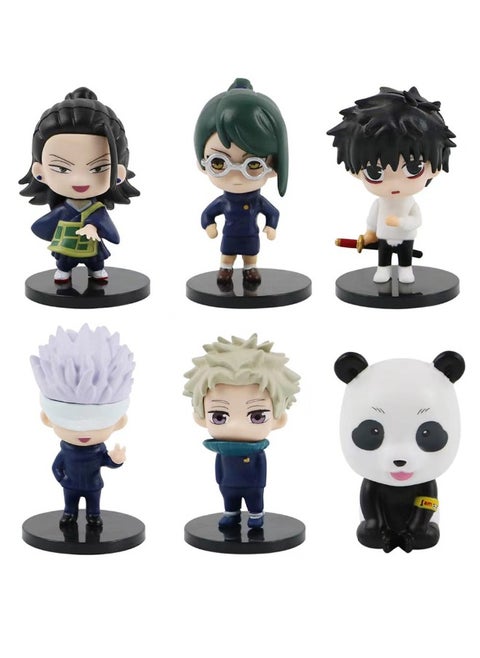 6-Piece Anime Jujutsu Kaisen Action Figure with Base, Cartoon Model Figure Statue, PVC Character Model Toys, for Desktop Decorations/Collectibles, Gifts for Fans, Friends, 0.23kg