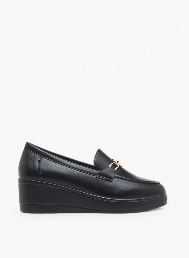 Le Confort Women Metal Accent Slip-On Loafers with Wedge Heels