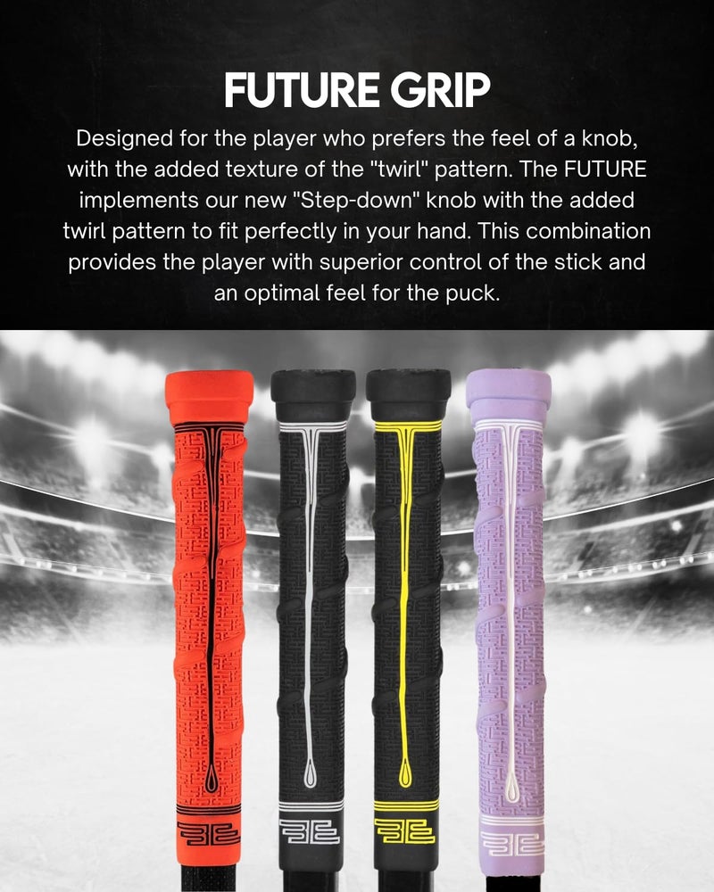 Buttendz Future Rubber Replacement Hockey Grip - Step Down Knob, Two-Tiered Player Knob with Twirl, Fits All Stick Sizes for Superior Control and Puck Feel (Black, Fire Drip) - Image 3