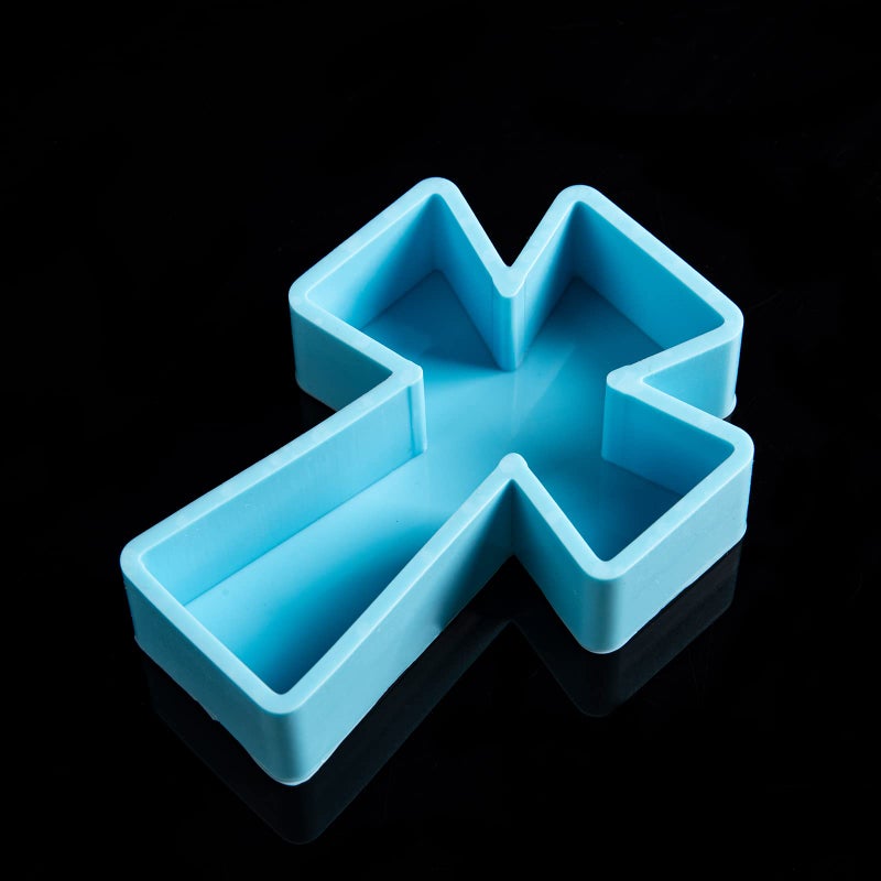 Yogayet Faith Cross Pendant Car Freshie Silicone Mold Resin Casting Mold for Aroma Beads Soap Candy Baking DIY Handmade Hanging Candles Decoration Crafting Blessed Cross Gift Blue
