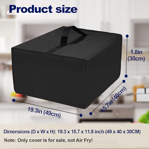 NUENSS-ROR Dust Cover for Ninja DZ201 Foodi 8 QT 6-in-1 DualZone 2-Basket Air Fryer, Ninja DZ550​ 10QT 10-in-1 Air Fryer and Ninja DZ401 Foodi 10 QT 6-in-1 Air Fryer, Waterproof Dustproof Airfryer Cover (Black) - Image 4