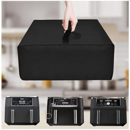 NUENSS-ROR Dust Cover for Ninja DZ201 Foodi 8 QT 6-in-1 DualZone 2-Basket Air Fryer, Ninja DZ550​ 10QT 10-in-1 Air Fryer and Ninja DZ401 Foodi 10 QT 6-in-1 Air Fryer, Waterproof Dustproof Airfryer Cover (Black) - Image 1