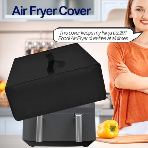 NUENSS-ROR Dust Cover for Ninja DZ201 Foodi 8 QT 6-in-1 DualZone 2-Basket Air Fryer, Ninja DZ550​ 10QT 10-in-1 Air Fryer and Ninja DZ401 Foodi 10 QT 6-in-1 Air Fryer, Waterproof Dustproof Airfryer Cover (Black) - Image 2