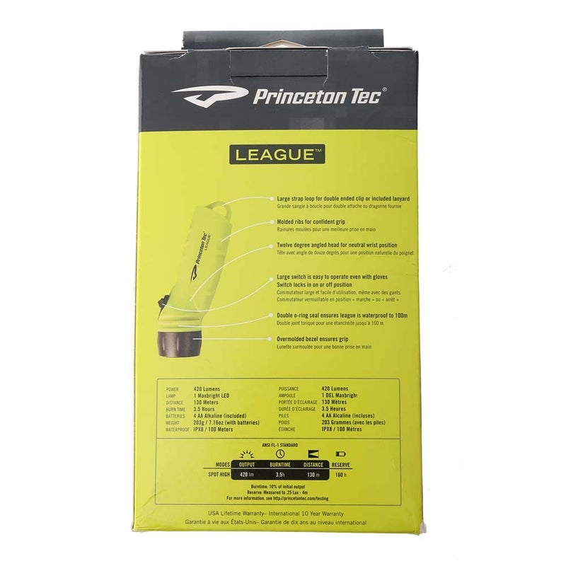 Princeton Tec League LED Flashlight - Neon Yellow - Image 3