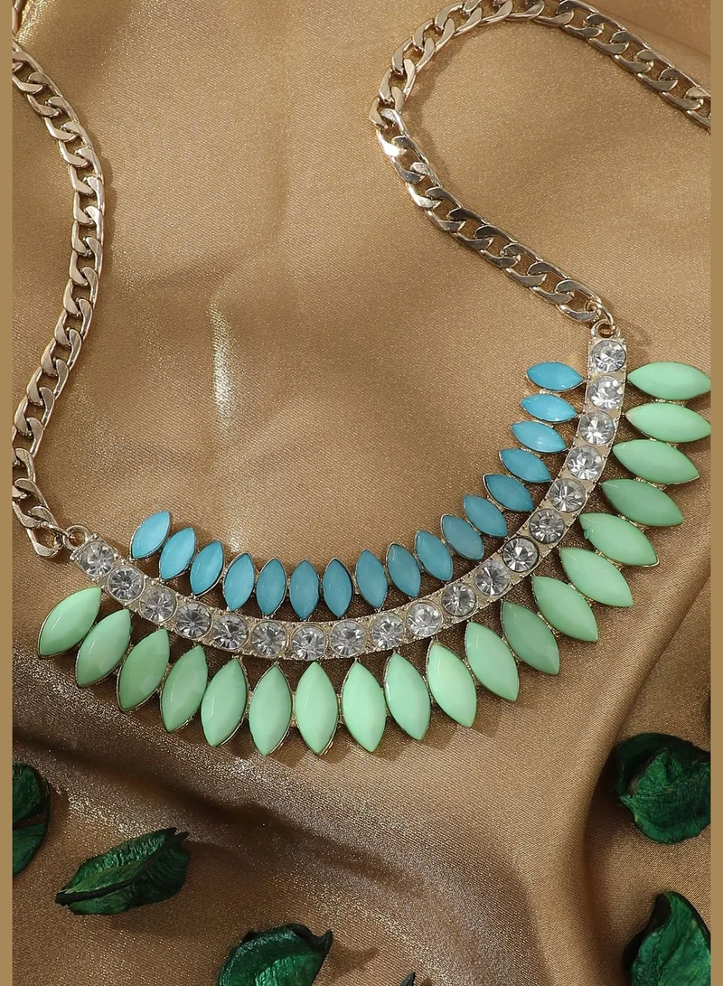 SOHI Gold Plated Designer Stone Party Necklace For Women