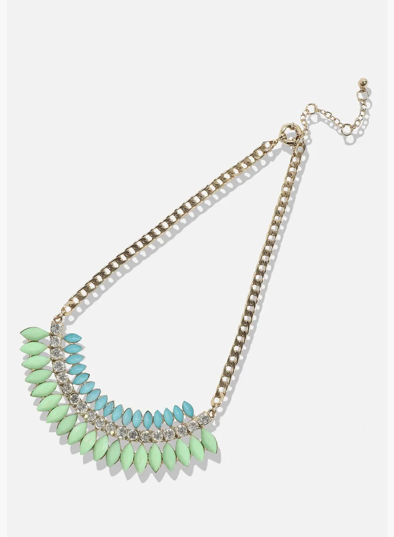 SOHI Gold Plated Designer Stone Party Necklace For Women