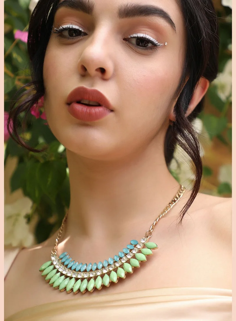 SOHI Gold Plated Designer Stone Party Necklace For Women