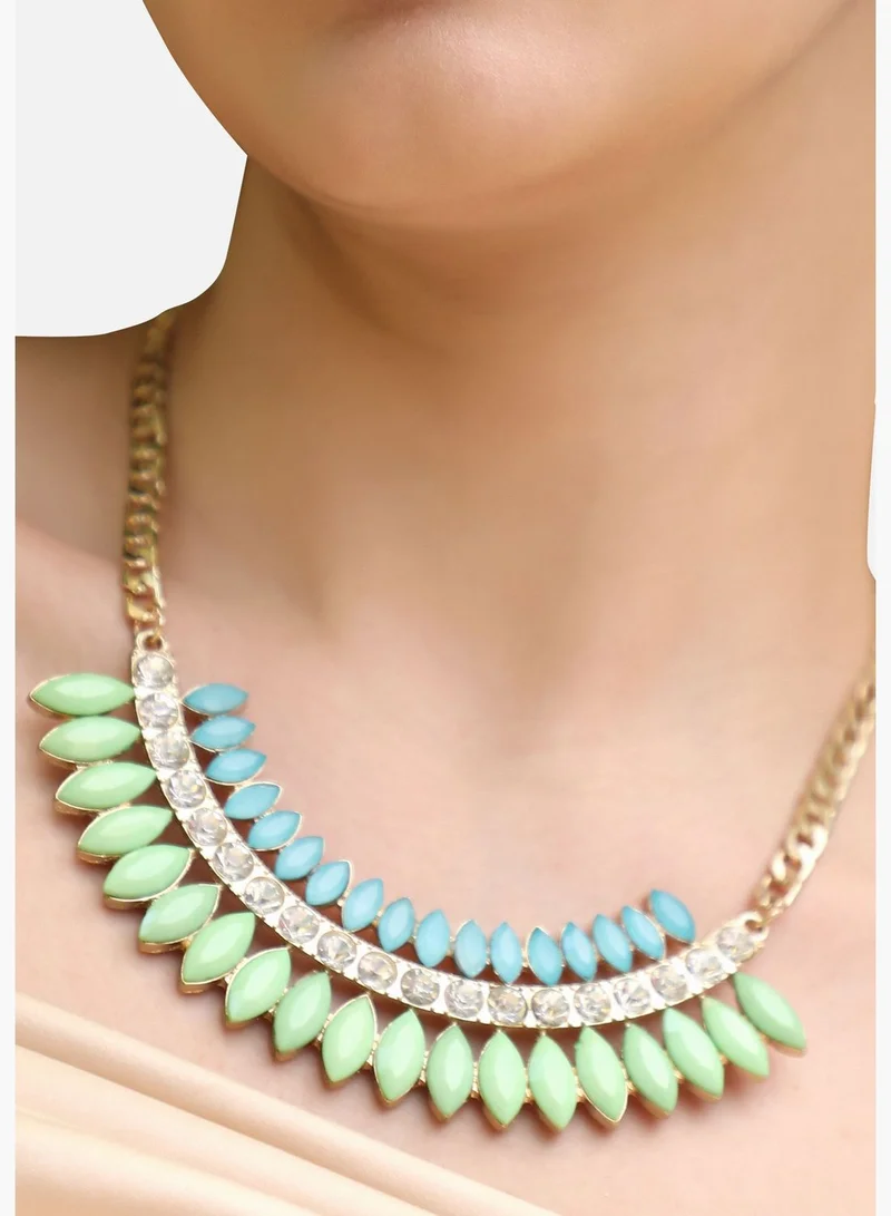 SOHI Gold Plated Designer Stone Party Necklace For Women