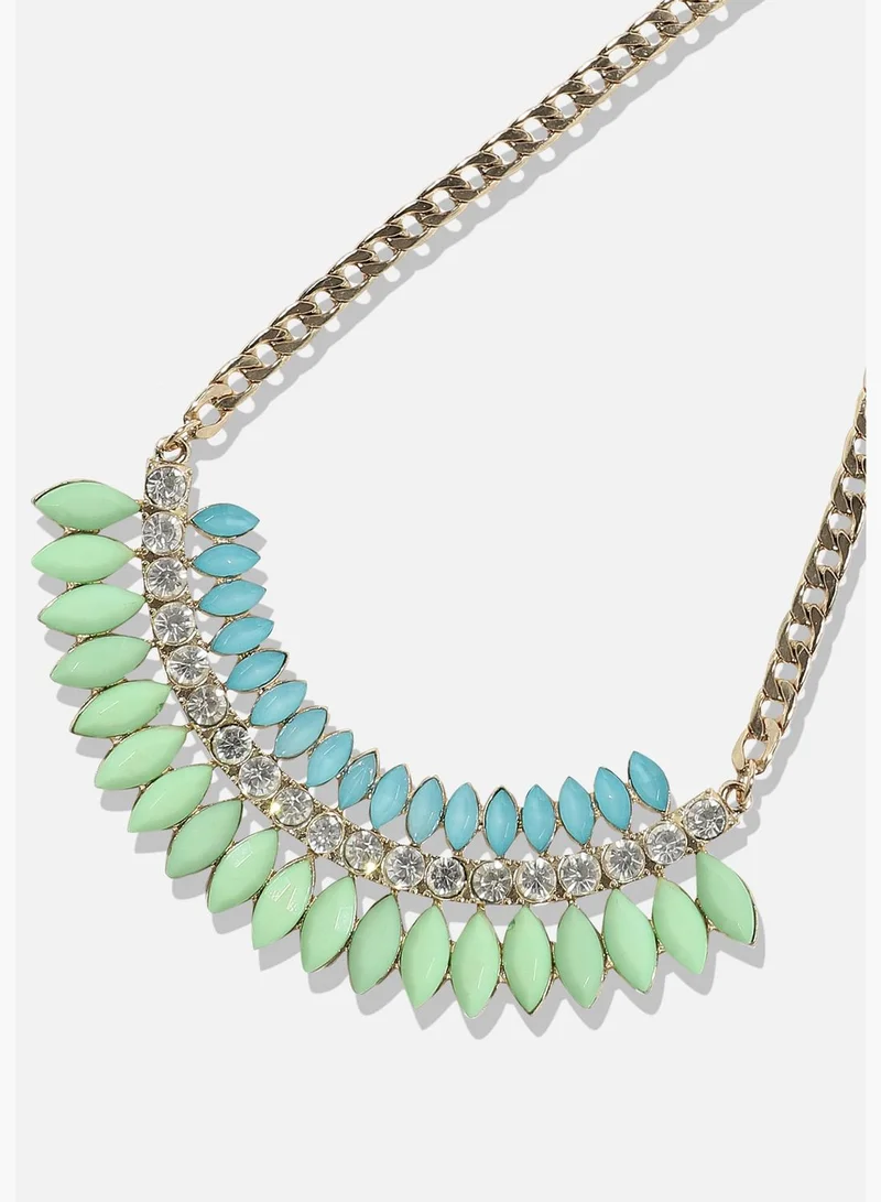 SOHI Gold Plated Designer Stone Party Necklace For Women
