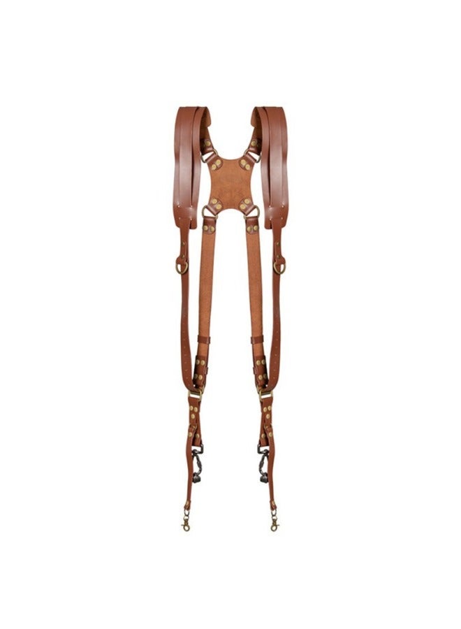Generic Top Layer Cowhide Camera Shoulder Strap Outdoor Quick Camera Photography Equipment SLR Camera Strap Photography Double Shoulder Strap-Color:Genuine Leather Shoulders-brown  - Image 1