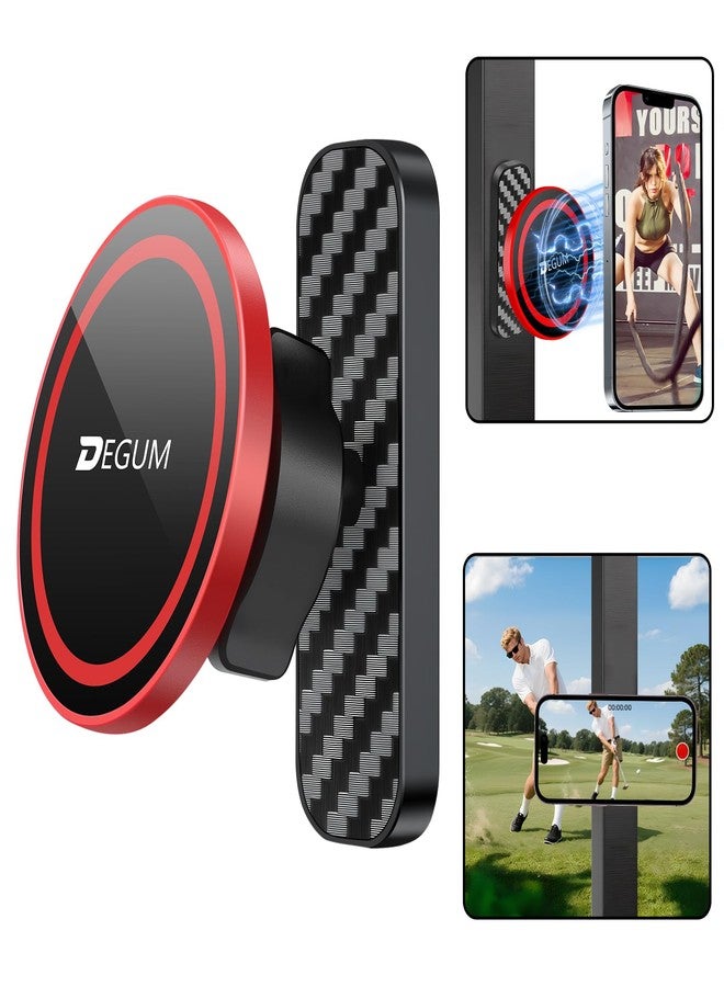 DEGUM Magnetic Golf Cart Phone Holder, Compatible with MagSafe iPhone 17 Pro Max Air 16 15 14 13 12 Series, for GPS & Golf Apps, Fits EZGO, Club Car, Yamaha, and Icon, Golf Cart Accessories (Red) - Image 1