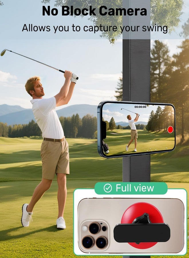 DEGUM Magnetic Golf Cart Phone Holder, Compatible with MagSafe iPhone 17 Pro Max Air 16 15 14 13 12 Series, for GPS & Golf Apps, Fits EZGO, Club Car, Yamaha, and Icon, Golf Cart Accessories (Red) - Image 4