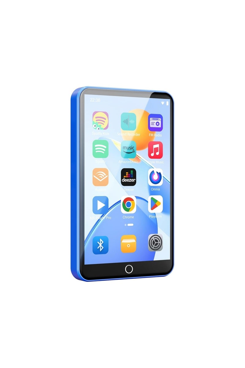 16 GB Blue 80GB(16GB+64GB) MP3 Player with Bluetooth and WiFi, Android MP3 & MP4 Players with 4" Tou