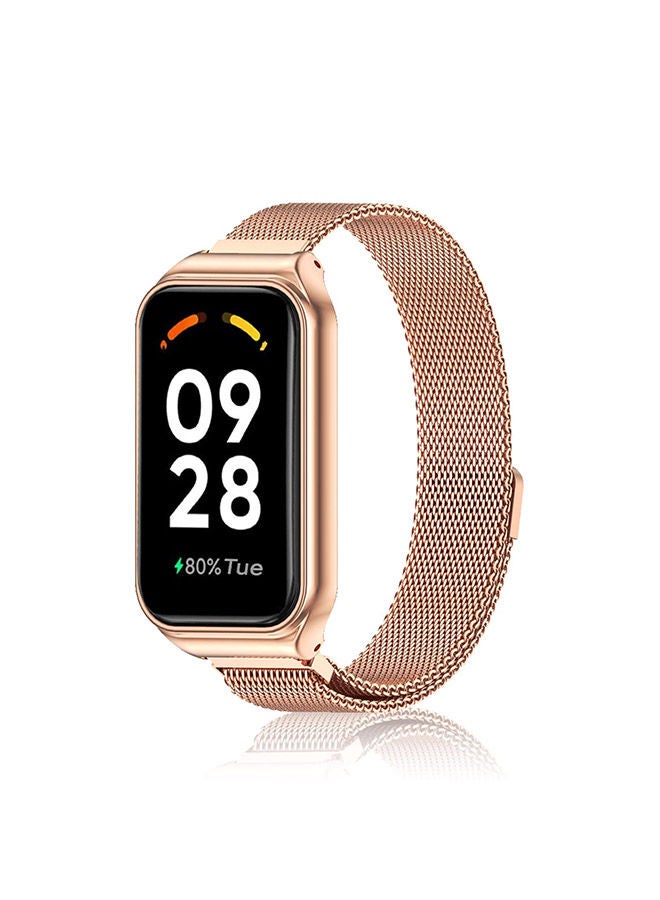 O Ozone Milanese Loop Strap for Xiaomi Redmi Smart Band 2 Stainless Steel Replacement Strap Mesh Metal Watch Bands Magnetic Adjustable Wristband Strap for Men Women -Rose Gold - Image 1
