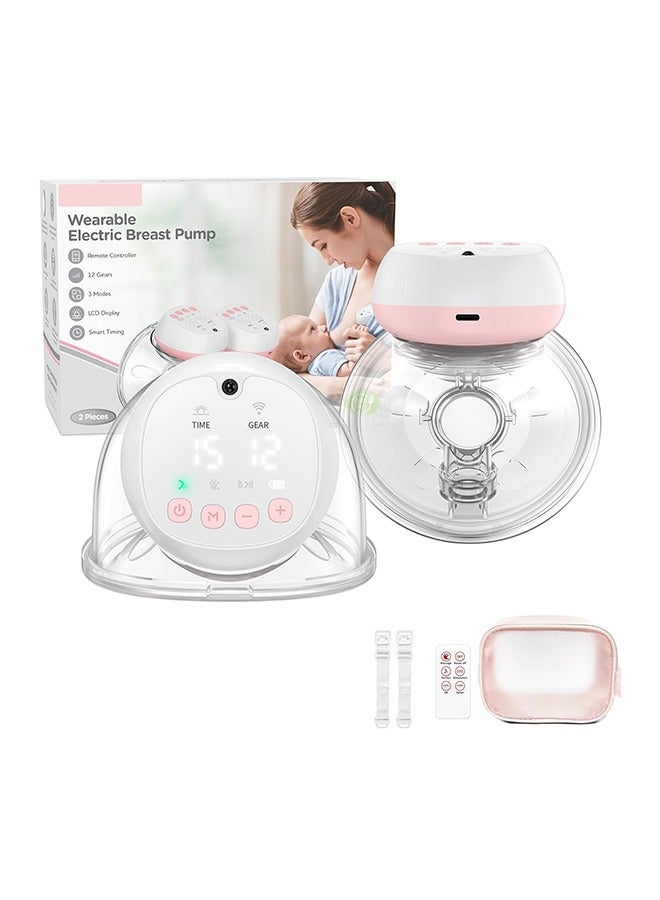 2Pcs Wireless Electric Breast Pump Silicone Pump BPA Free With Remote Control - Image 1