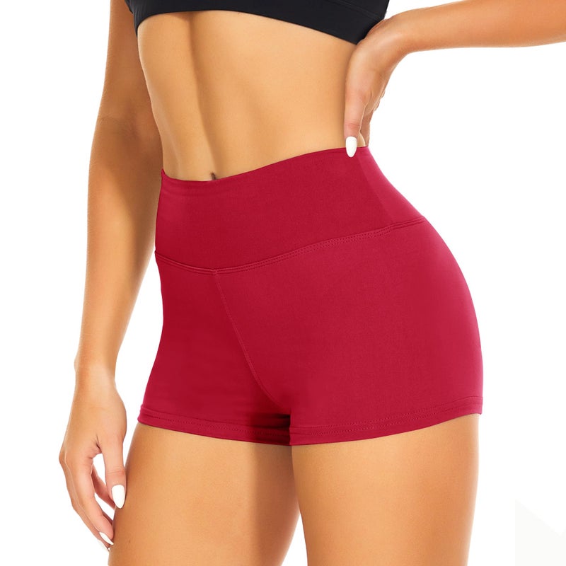 CAMPSNAIL Workout Biker Shorts Women - 3"/5"/8" High Waisted Tummy Control Spandex Booty Volleyball Shorts for Yoga Dance Red - Image 1
