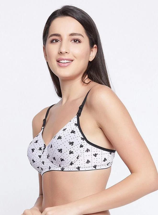 كلوفيا Clovia Padded Non-Wired Full Cup Cactus Print Multiway T-shirt Bra in White