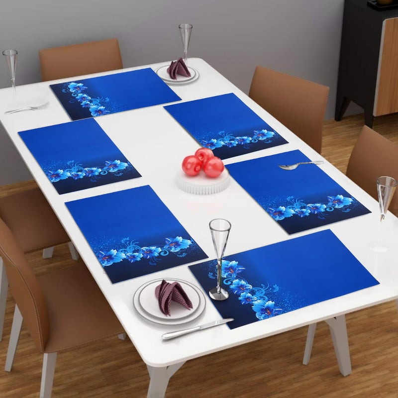 Dakshya Industries Dakshya Industries PVC Printed Pack of 6 Rectangle Shape Placemats Cutwork Design for Kitchen Restaurant Dressing Table Mats and Dining Table Mats - Image 2