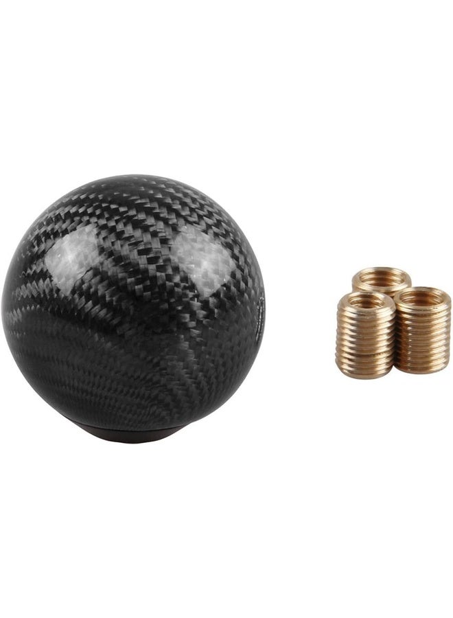 RYANSTAR RACING Carbon Fiber Shift Knob Gear Shifter Knobs with 3 Adapters Round Ball Stick Shifter Level Black - Image 1