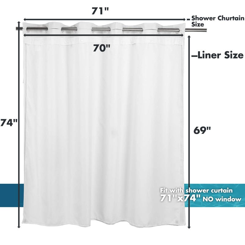 River Dream Snap in Shower Curtain Liner Replacement,Fit 71 x 74 No Window Shower Curtain (70 x 69, Fabric) - Image 2