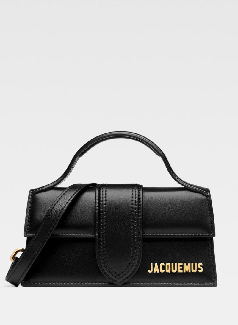 JACQUEMUS The Bambino Flap Bag With Detachable Strap, Women's Hand Bag, Women's Shoulder Bag, Women's Tote Bag, Women's Travel Bag, Glossy-Black-17cm - Image 1