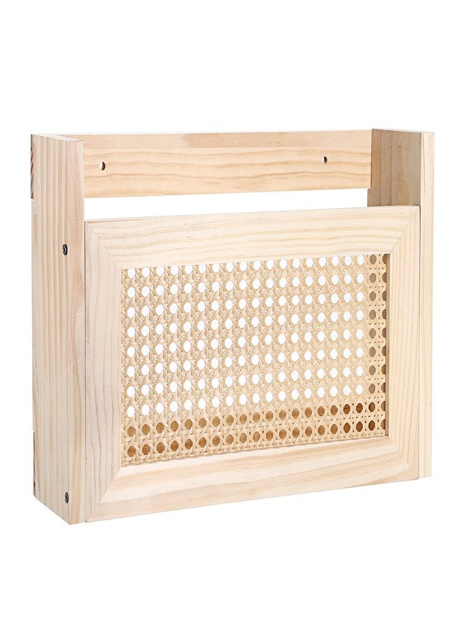 بي تي سكاي رف مجلات خشبي معلق من BTSKY، حامل مجلات يُثبت على الحائط، تصميم عصري من الخيزران المجوف، منظم بريد، حامل ملفات، حامل رسائل، رف حائط للمنزل والمكتب - 15 × 4 × 9.9 بوصة - Image 1