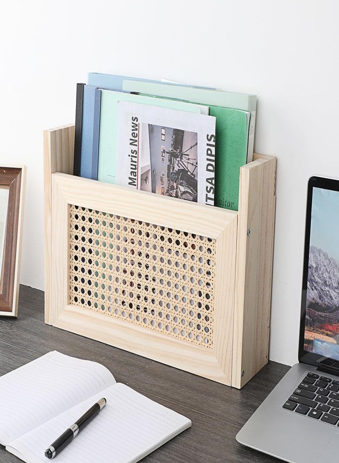 بي تي سكاي رف مجلات خشبي معلق من BTSKY، حامل مجلات يُثبت على الحائط، تصميم عصري من الخيزران المجوف، منظم بريد، حامل ملفات، حامل رسائل، رف حائط للمنزل والمكتب - 15 × 4 × 9.9 بوصة - Image 4