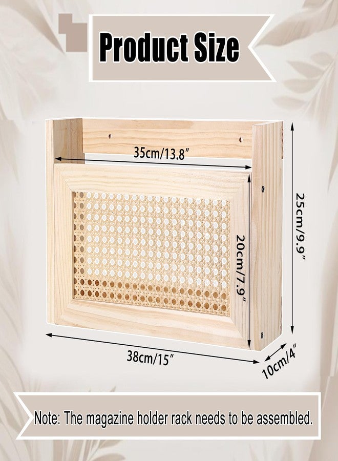 بي تي سكاي رف مجلات خشبي معلق من BTSKY، حامل مجلات يُثبت على الحائط، تصميم عصري من الخيزران المجوف، منظم بريد، حامل ملفات، حامل رسائل، رف حائط للمنزل والمكتب - 15 × 4 × 9.9 بوصة - Image 2