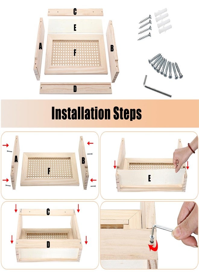 بي تي سكاي رف مجلات خشبي معلق من BTSKY، حامل مجلات يُثبت على الحائط، تصميم عصري من الخيزران المجوف، منظم بريد، حامل ملفات، حامل رسائل، رف حائط للمنزل والمكتب - 15 × 4 × 9.9 بوصة - Image 5