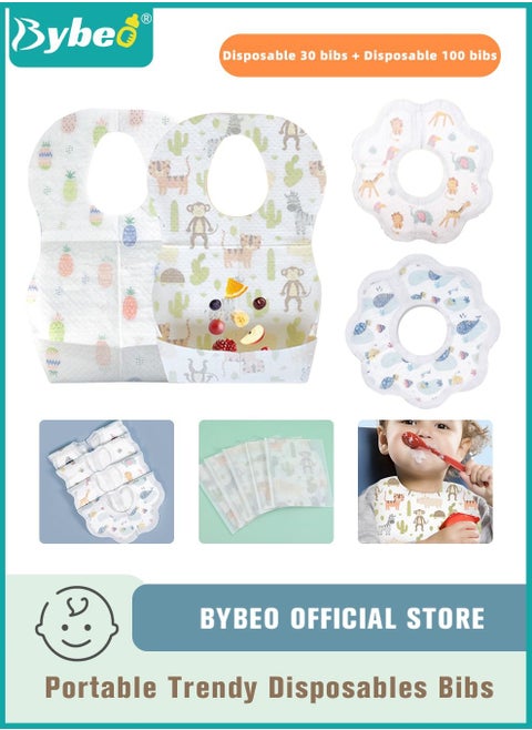 40pcs Baby Disposable Travel Bibs, Infant Bib for Girls and Boys with Individual Package - Soft, Leak Proof & Convenient