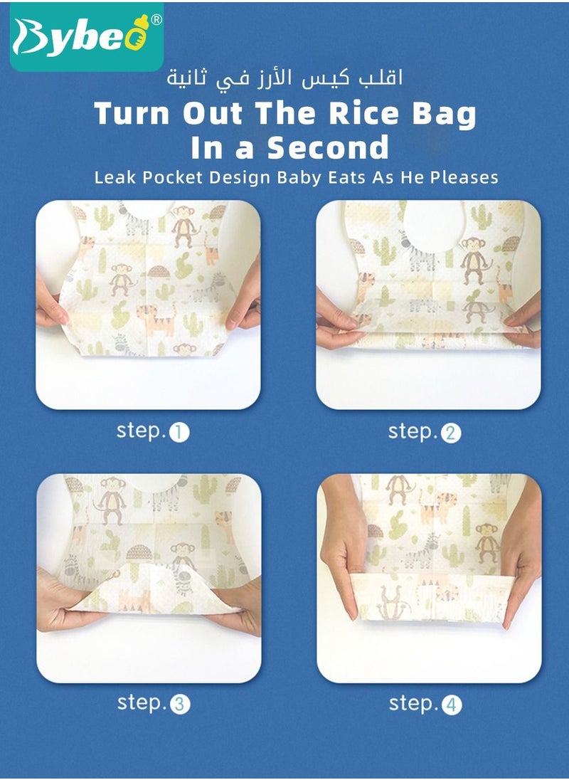 40pcs Baby Disposable Travel Bibs, Infant Bib for Girls and Boys with Individual Package - Soft, Leak Proof & Convenient