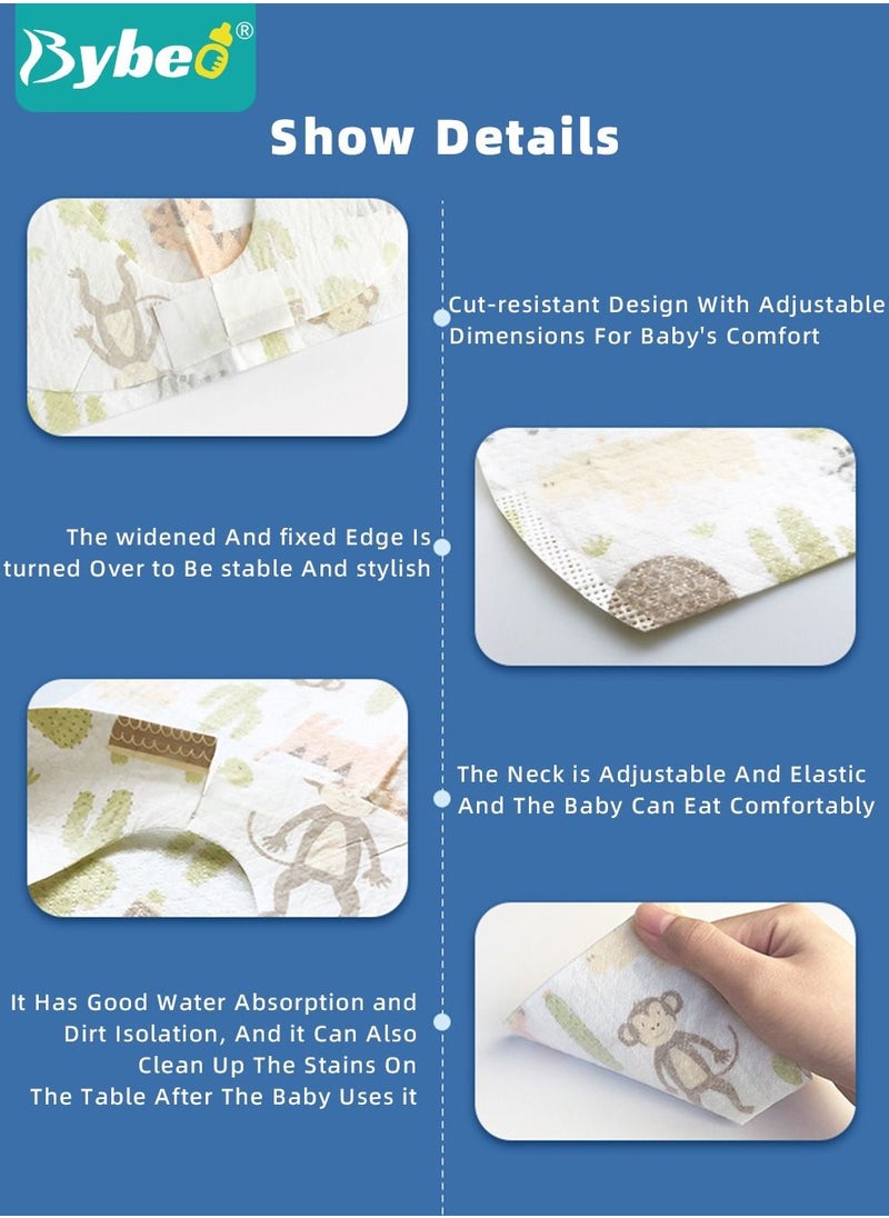 40pcs Baby Disposable Travel Bibs, Infant Bib for Girls and Boys with Individual Package - Soft, Leak Proof & Convenient