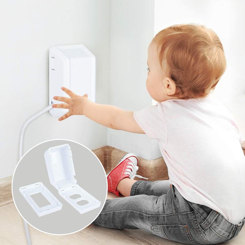 EUDEMON Baby Safety Electrical Outlet Cover Box Childproof Large Plug Cover for Babyproofing Outlets Easy to Install & Use (1 Pack,White) - Image 3