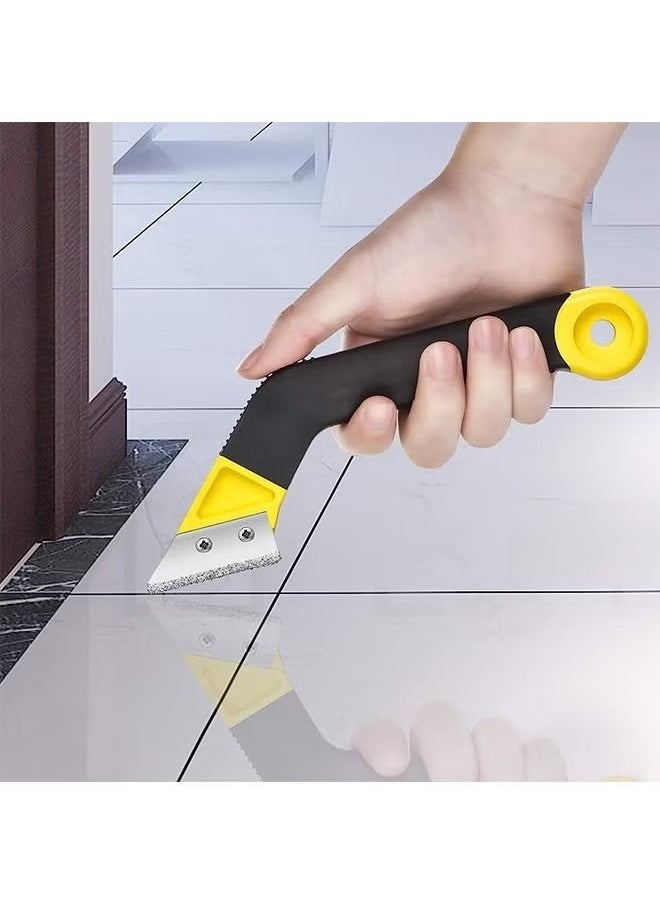 Generic - Grout Scraping Rake Tool Tile Grout Saw Grout Removal Tool Tile Grout Hand Saw Angled Grout Clean Remover with 6 Pcs Blades Replacement for Tile Cleaning Removing Paint - Image 1