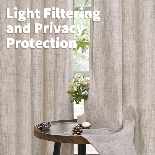 YoungsTex Natural Linen Curtains 72 Inch Long 2 Panels for Living Room, Light Filtering Drapes Textured with Bronze Grommet for Bedroom Country Decorative Burlap, 52 X 72 Inch - Image 3