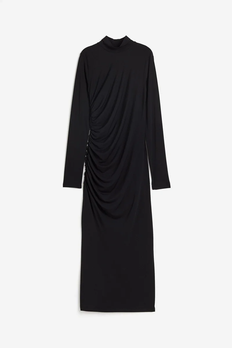 Gathered turtleneck dress