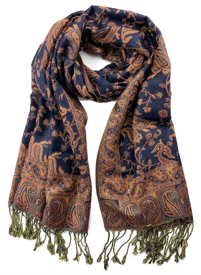 Plum Feathers Tapestry Ethnic Paisley Pattern Pashmina Scarf - Image 1