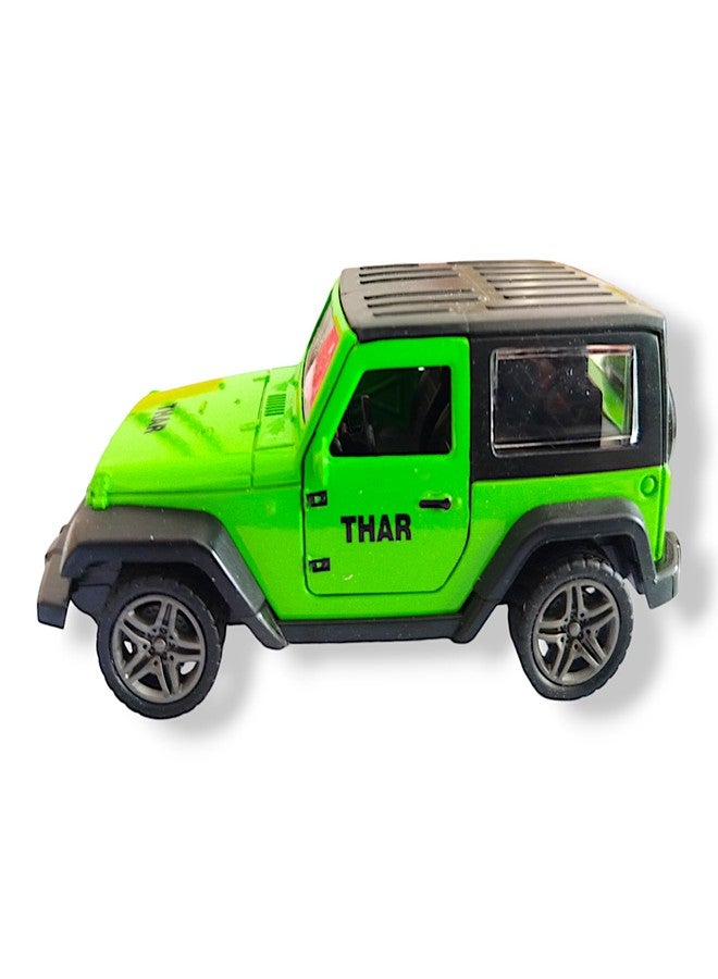 Kart In Box - Thar Car Toy - Jeep - Metal for Kids - Mahindra Thar - (Pull Back & Manual Door Opening) (Green) - Image 3