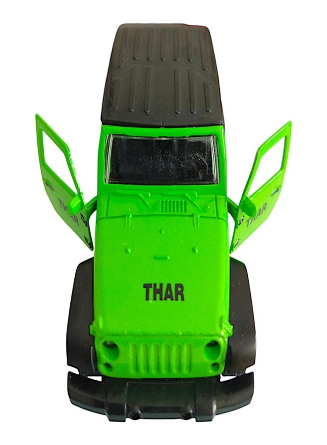 Kart In Box - Thar Car Toy - Jeep - Metal for Kids - Mahindra Thar - (Pull Back & Manual Door Opening) (Green) - Image 1
