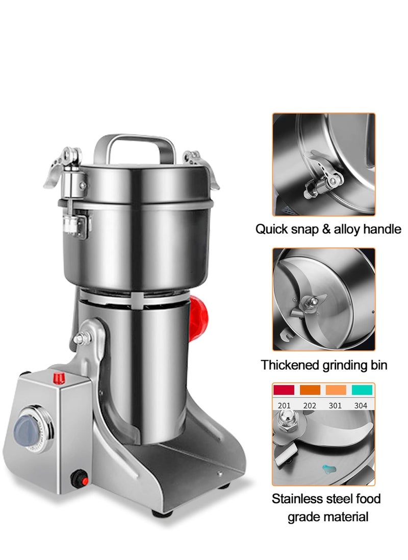 800g Electric Grain Mill Grinder 36000r/min High-Speed Spice Herb 3000W Dry Machine,304 Stainless Steel Grinder, Suitable for Home and Commercial,Low Noise, Durable, Design for Coffee Beans, Dry Corn
