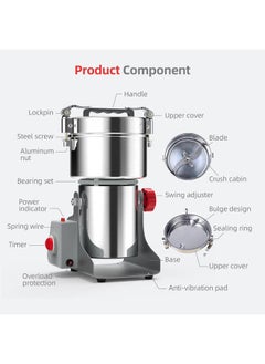 800G Multi-Functional Stainless Steel Grain Grinder, Electric Grain Mill Grinder with Efficient High-Speed Grinding, Low Noise, Durable, Design for Coffee Beans, Dry Corn - pzsku/ZFEA673401238420D80F4Z/45/_/1717578713/d1266804-0c0e-4bf6-ac74-4ca786ff84b9