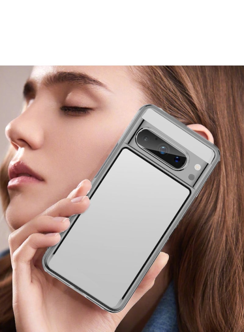 Hybrid Silicone With Translucent Back Protective Lens Sheild Case Cover For Google Pixel 8 Pro 5G 2023 Grey