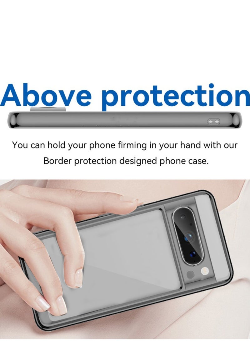 Hybrid Silicone With Translucent Back Protective Lens Sheild Case Cover For Google Pixel 8 Pro 5G 2023 Grey