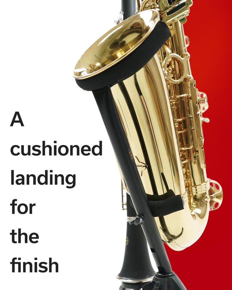 Hamilton Alto/Tenor sax Stand, Black, includes Flute/Clarinet peg - Image 3
