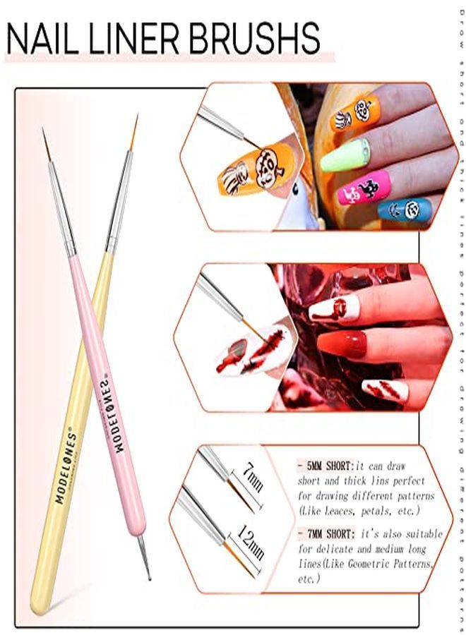 modelones Nail Art Brushes Set, Nail Art Design Pen Painting Tools With Nail Extension Gel Brush, Nail Art Liner Brush And Nail Dotting Pen For Gel Polish Manicure Salon Diy At Home - Image 4