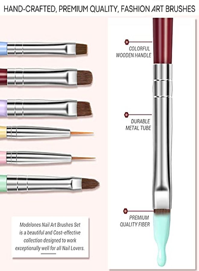 modelones Nail Art Brushes Set, Nail Art Design Pen Painting Tools With Nail Extension Gel Brush, Nail Art Liner Brush And Nail Dotting Pen For Gel Polish Manicure Salon Diy At Home - Image 2