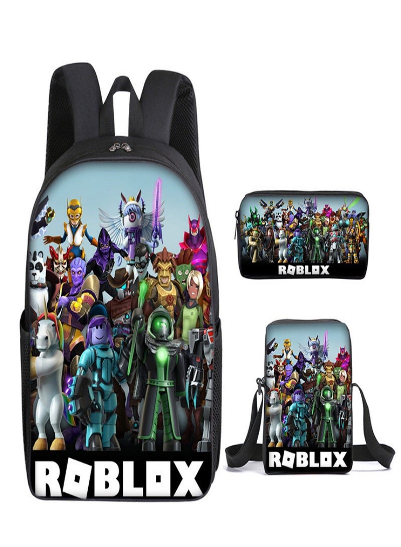 ROBLOX Children Backpack Schoolbag Teen Student School Book bag with Lunch Box Pen Case 3 in 1 for Kids