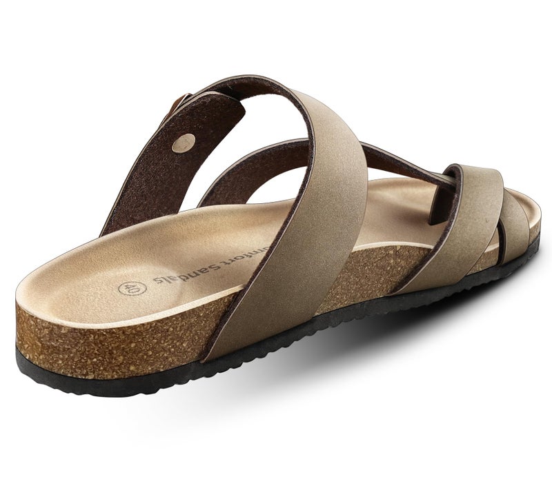 KEMISANT Women's Slide Sandals-Flip-Flops-Casual Slip-ons with Unslip Rubber Outsole and Suede Upper(Light Brown-8 Women/6 Men) - Image 3