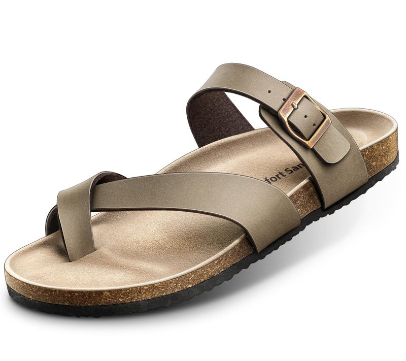 KEMISANT Women's Slide Sandals-Flip-Flops-Casual Slip-ons with Unslip Rubber Outsole and Suede Upper(Light Brown-8 Women/6 Men) - Image 1