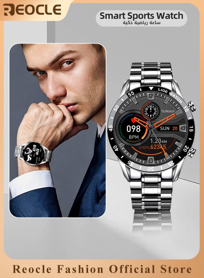 REOCLE Men's Smart Watch with Blood Pressure Sleep Monitor & IPX7 Waterproof & HD Large Screen & Multi-sport Mode & Full Touch Screen Fitness Tracker  - Image 1